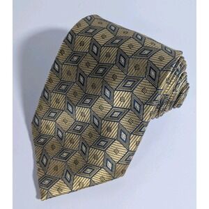 Jos‎ A. Bank Gold And Blue Geometric Men's Tie 100%silk Abstract
